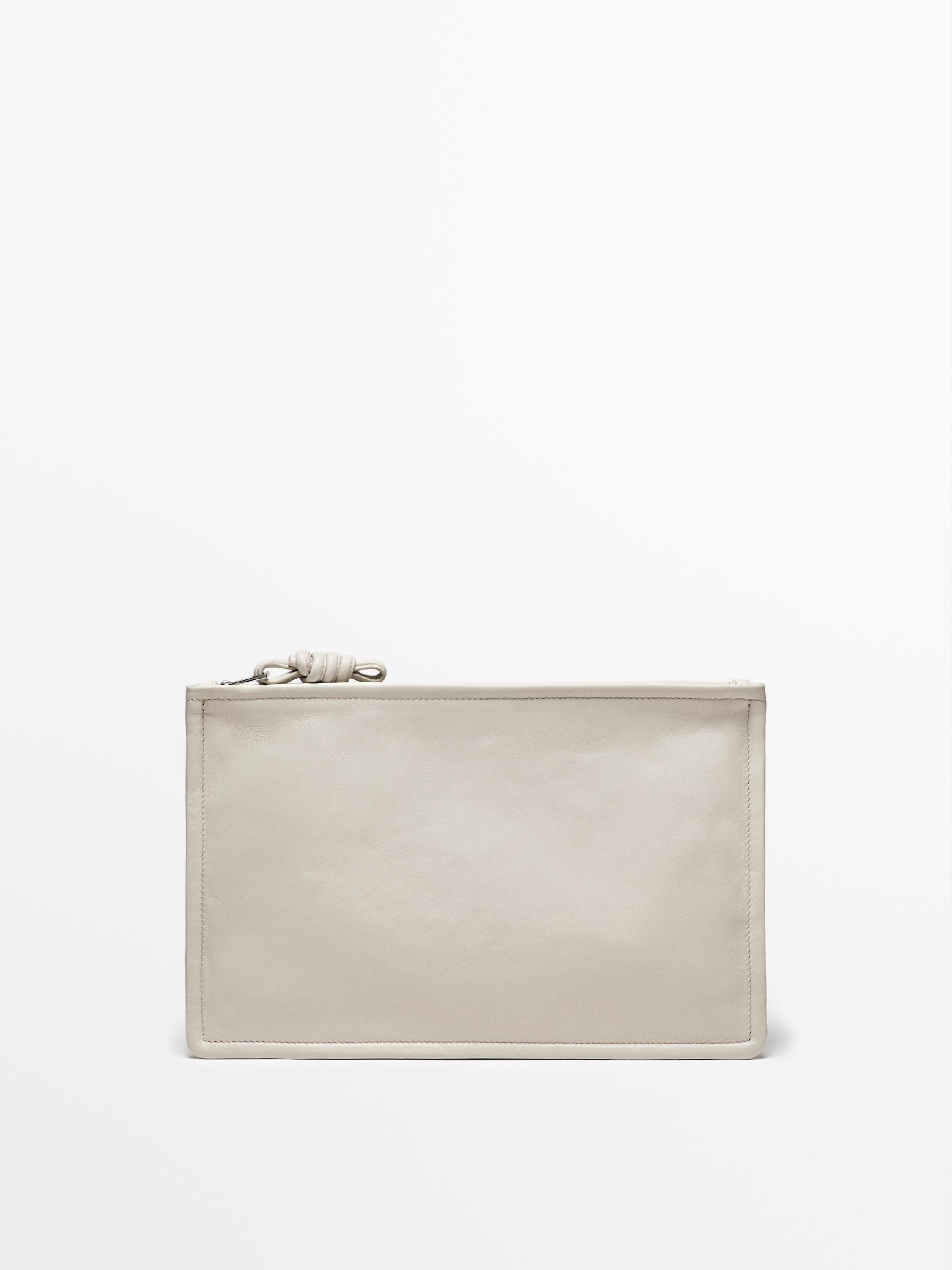 Petit sac pochette avec nœud en cuir nappa